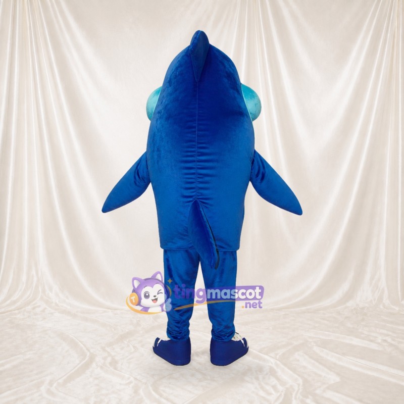 Blue Construction Shark Mascot Costume Full Body for Adults School Events