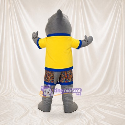 Graues Teamuniform Haifisch Athlet Maskottchenkostüm Ganzkörper für Erwachsene Sport