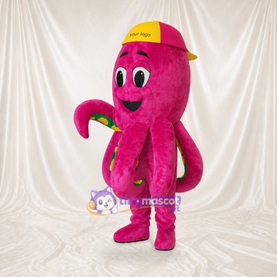 Pink Octopus Athlete Mascot Costume Full Body for Adults Sports Events