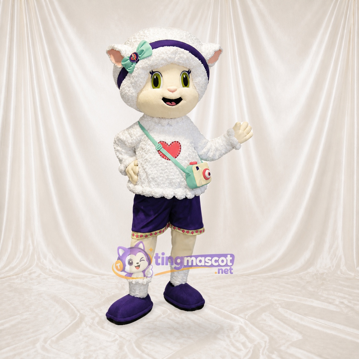 Agnelle Costume de mascotte intégral pour adultes Événements scolaires Agnelle Costume de mascotte intégral pour adultes Événements scolaires