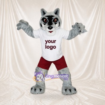 Gray and White Wolf Athlete Mascot Costume Full Body for Adults Sports Events