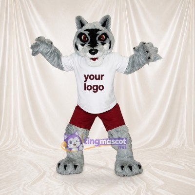 Gray and White Wolf Athlete Mascot Costume Full Body for Adults Sports Events