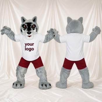 Gray and White Wolf Athlete Mascot Costume Full Body for Adults Sports Events