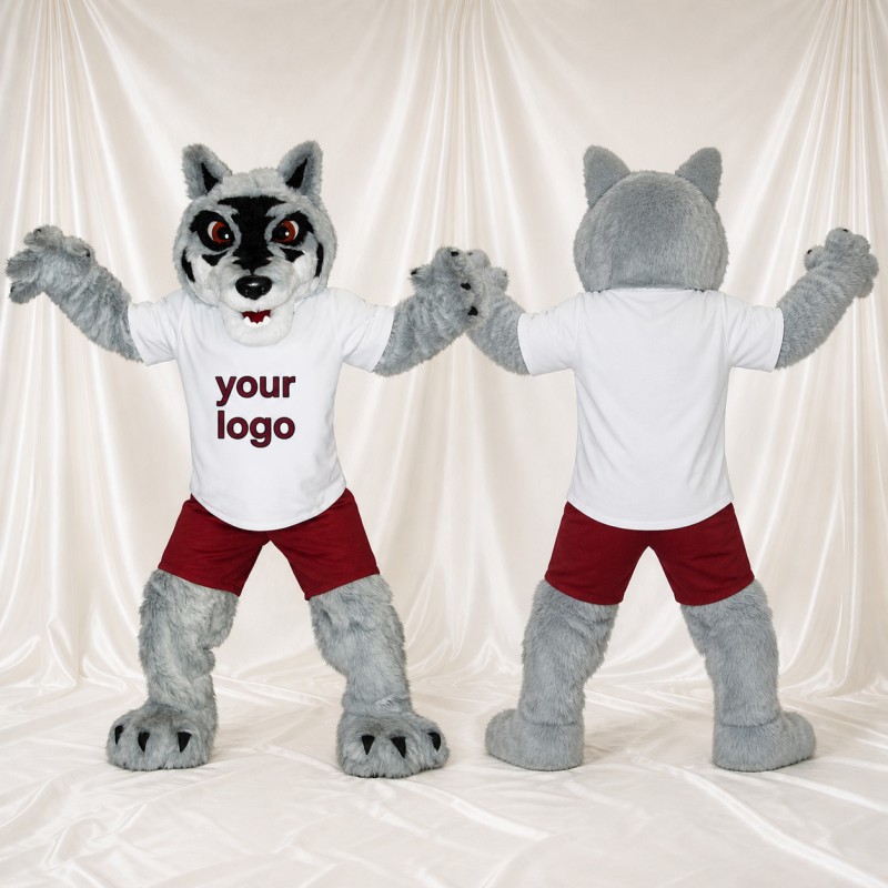 Gray and White Wolf Athlete Mascot Costume Full Body for Adults Sports Events
