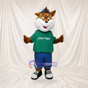 Renard athlète en uniforme d'équipe orange Costume de mascotte intégral pour adultes Sports