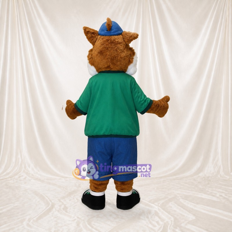 Renard athlète en uniforme d'équipe orange Costume de mascotte intégral pour adultes Sports