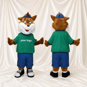 Renard athlète en uniforme d'équipe orange Costume de mascotte intégral pour adultes Sports