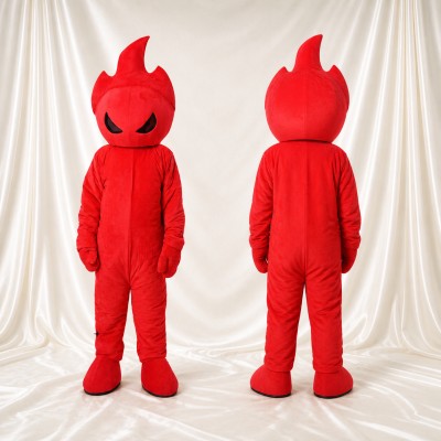 Red Flame Character Mascot Costume Full Body for Adults School Events