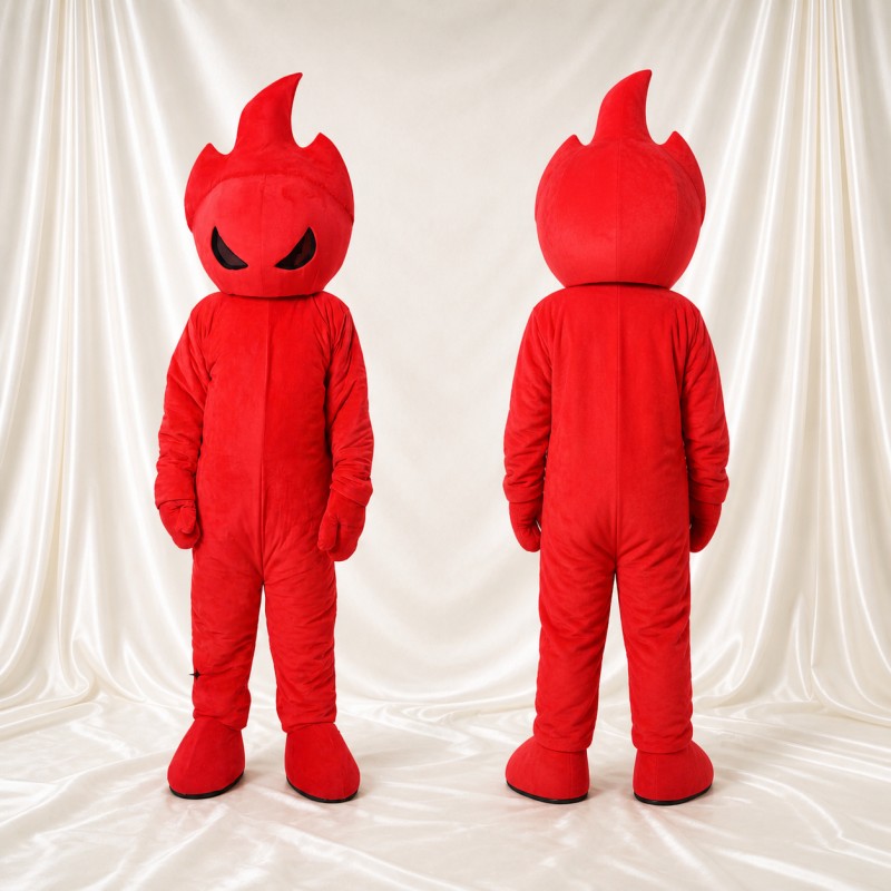 Red Flame Character Mascot Costume Full Body for Adults School Events