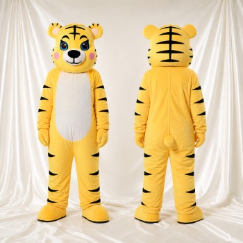 Gelb und Schwarz Tiger Maskottchenkostüm Ganzkörper für Erwachsene Schulveranstaltungen