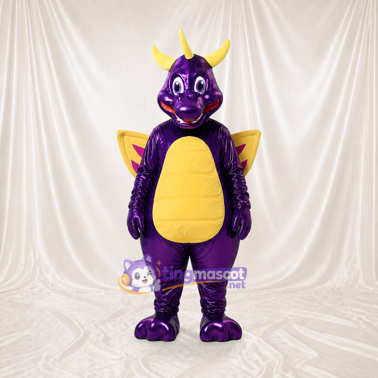 Dragon de Construction Violet Costume de mascotte intégral pour adultes Événements scolaires Dragon de Construction Violet Costume de mascotte intégral pour adultes Événements scolaires