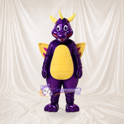 Purple Construction Dragon Mascot Costume Full Body for Adults School Events