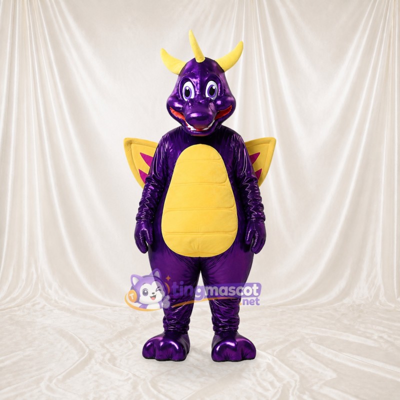Purple Construction Dragon Mascot Costume Full Body for Adults School Events