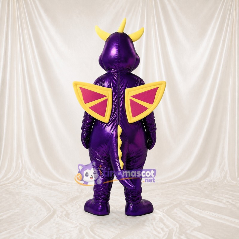 Purple Construction Dragon Mascot Costume Full Body for Adults School Events
