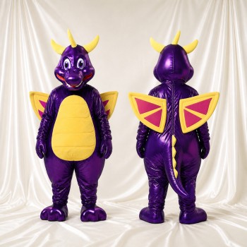 Dragon de Construction Violet Costume de mascotte intégral pour adultes Événements scolaires