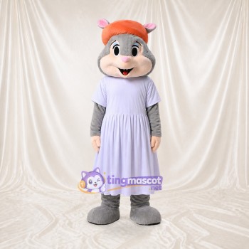 Gray Mouse Girl Mascot Costume Full Body for Adults School Events