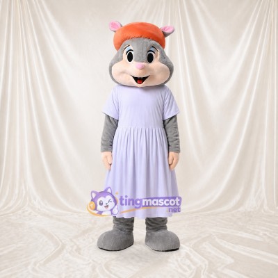 Gray Mouse Girl Mascot Costume Full Body for Adults School Events