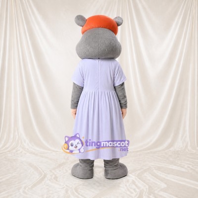 Gray Mouse Girl Mascot Costume Full Body for Adults School Events