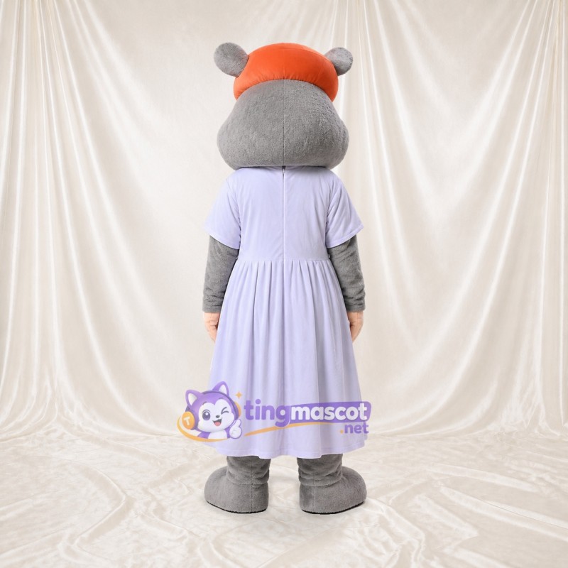 Gray Mouse Girl Mascot Costume Full Body for Adults School Events