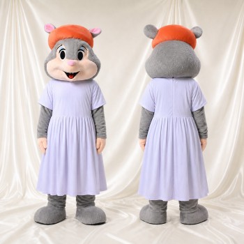 Gray Mouse Girl Mascot Costume Full Body for Adults School Events