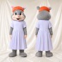 Gray Mouse Girl Mascot Costume Full Body for Adults School Events