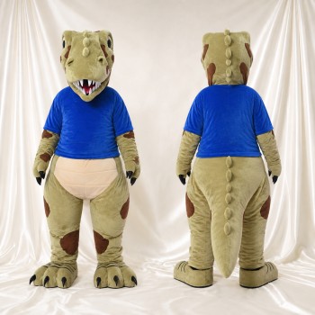 Beiger Dinosaurier Athlet Maskottchenkostüm Ganzkörper für Erwachsene Sportveranstaltungen