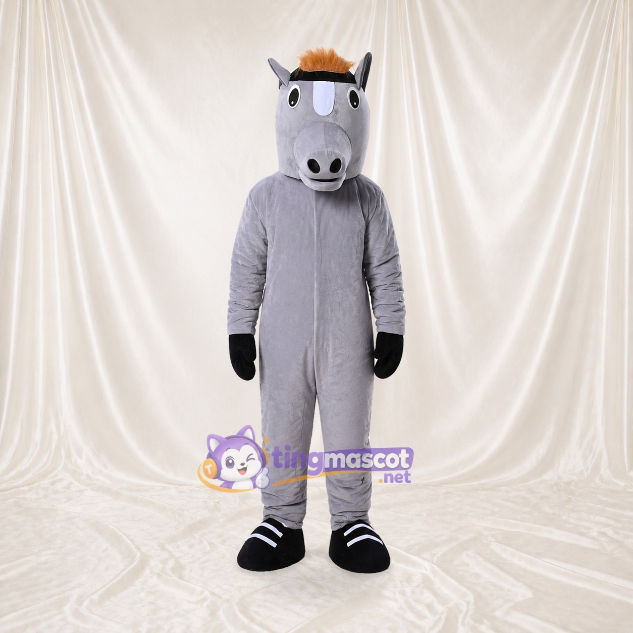 Cheval de construction gris Costume de mascotte intégral pour adultes Événements scolaires Cheval de construction gris Costume de mascotte intégral pour adultes Événements scolaires