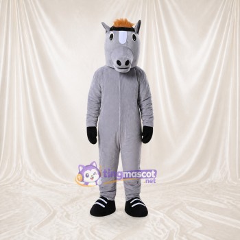 Cheval de construction gris Costume de mascotte intégral pour adultes Événements scolaires