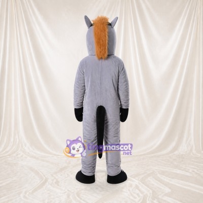 Gray Construction Horse Mascot Costume Full Body for Adults School Events