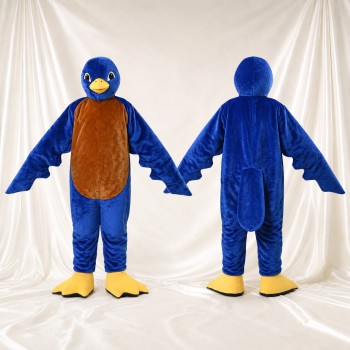 Blau und Braun Vogel Maskottchenkostüm Ganzkörper für Erwachsene Schulveranstaltungen