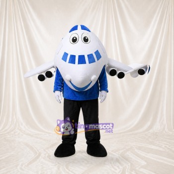 White Airplane Mascot Costume Full Body for Adults Promotions