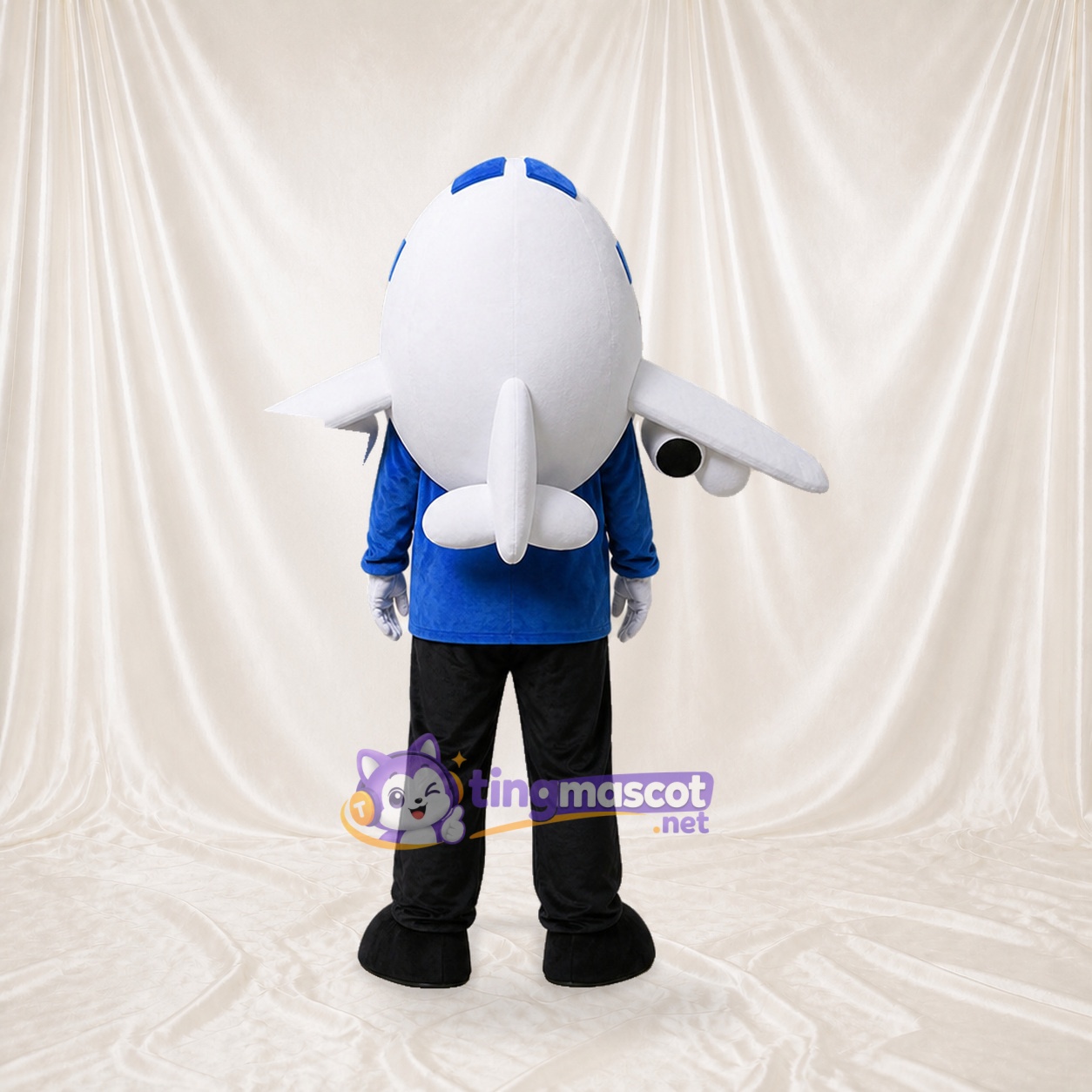 White Airplane Mascot Costume Full Body for Adults Promotions White Airplane Mascot Costume Full Body for Adults Promotions