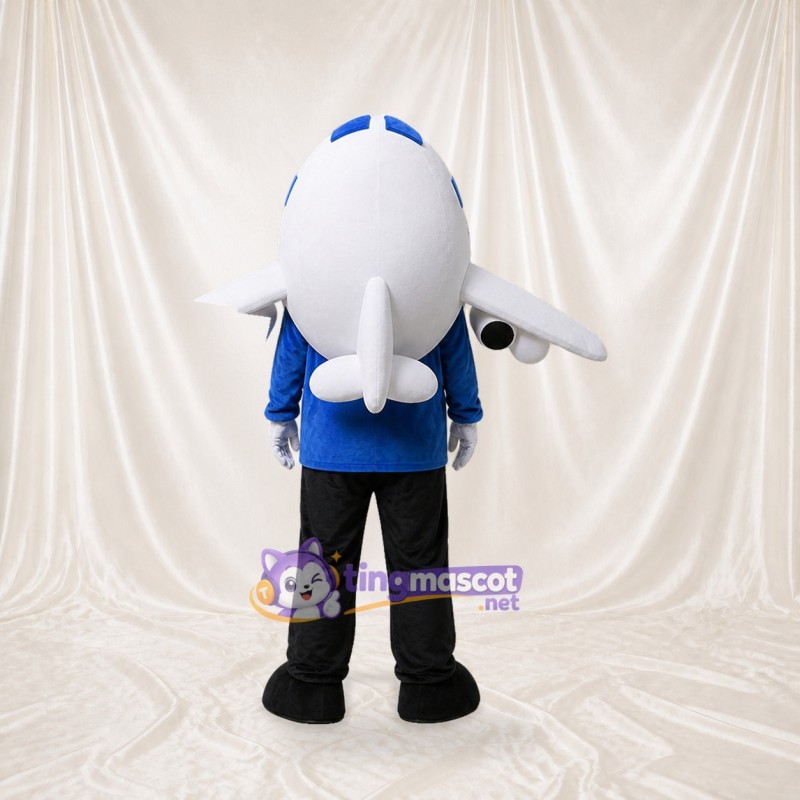 White Airplane Mascot Costume Full Body for Adults Promotions