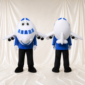 White Airplane Mascot Costume Full Body for Adults Promotions