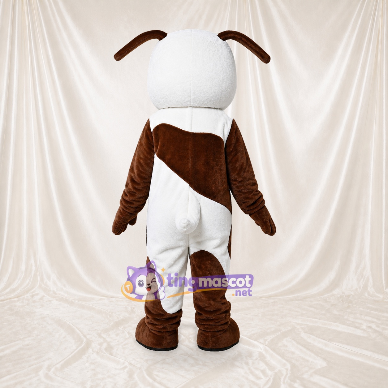 Chien Blanc et Marron Costume de mascotte intégral pour adultes Événements scolaires Chien Blanc et Marron Costume de mascotte intégral pour adultes Événements scolaires