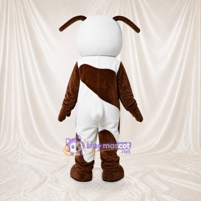 White White and Brown Dog Mascot Costume Full Body for Adults School Events