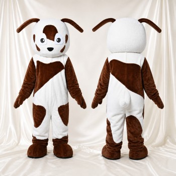 Chien Blanc et Marron Costume de mascotte intégral pour adultes Événements scolaires