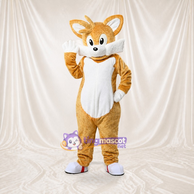 Orange and White Fox Mascot Costume Full Body for Adults School Events
