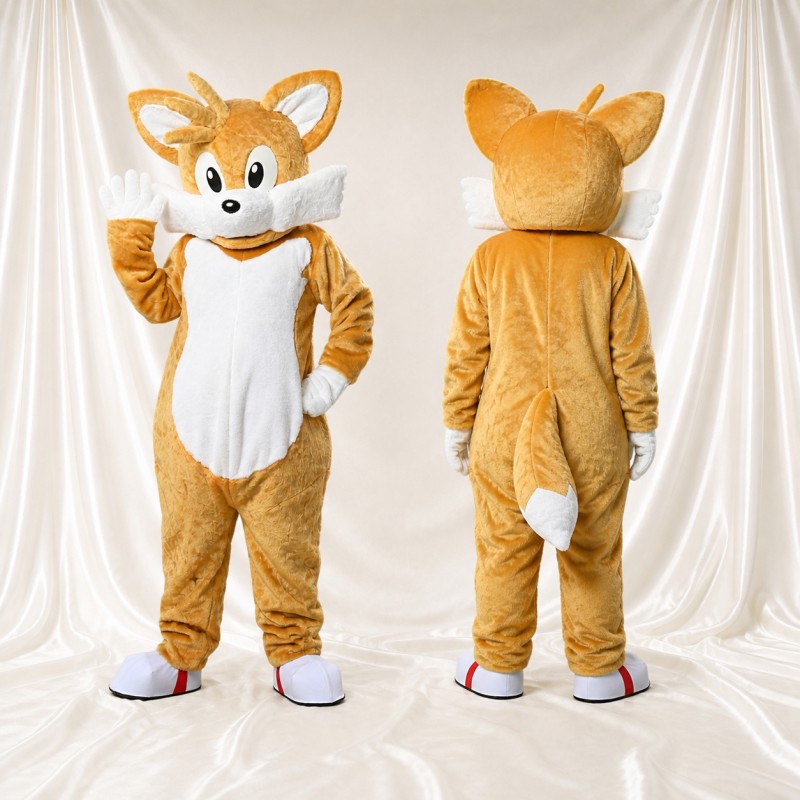 Orange and White Fox Mascot Costume Full Body for Adults School Events