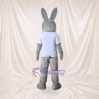 Gray Rabbit Athlete Mascot Costume Full Body for Adults Sports Events