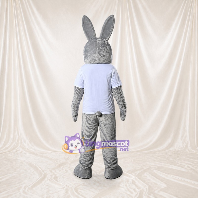 Gray Rabbit Athlete Mascot Costume Full Body for Adults Sports Events