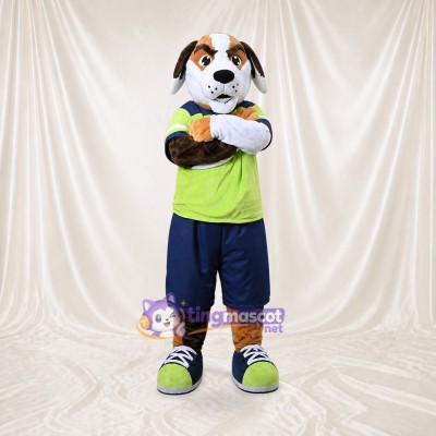 Brown Team Uniform Dog Athlete Mascot Costume Full Body for Adults Sports Events