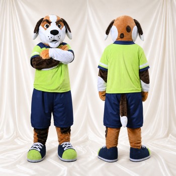Chien Athlète en Uniforme d'Équipe Brun Costume de mascotte intégral pour adultes Événements sportifs