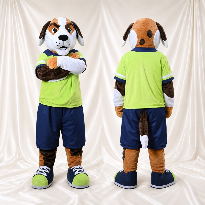 Brown Team Uniform Dog Athlete Mascot Costume Full Body for Adults Sports Events