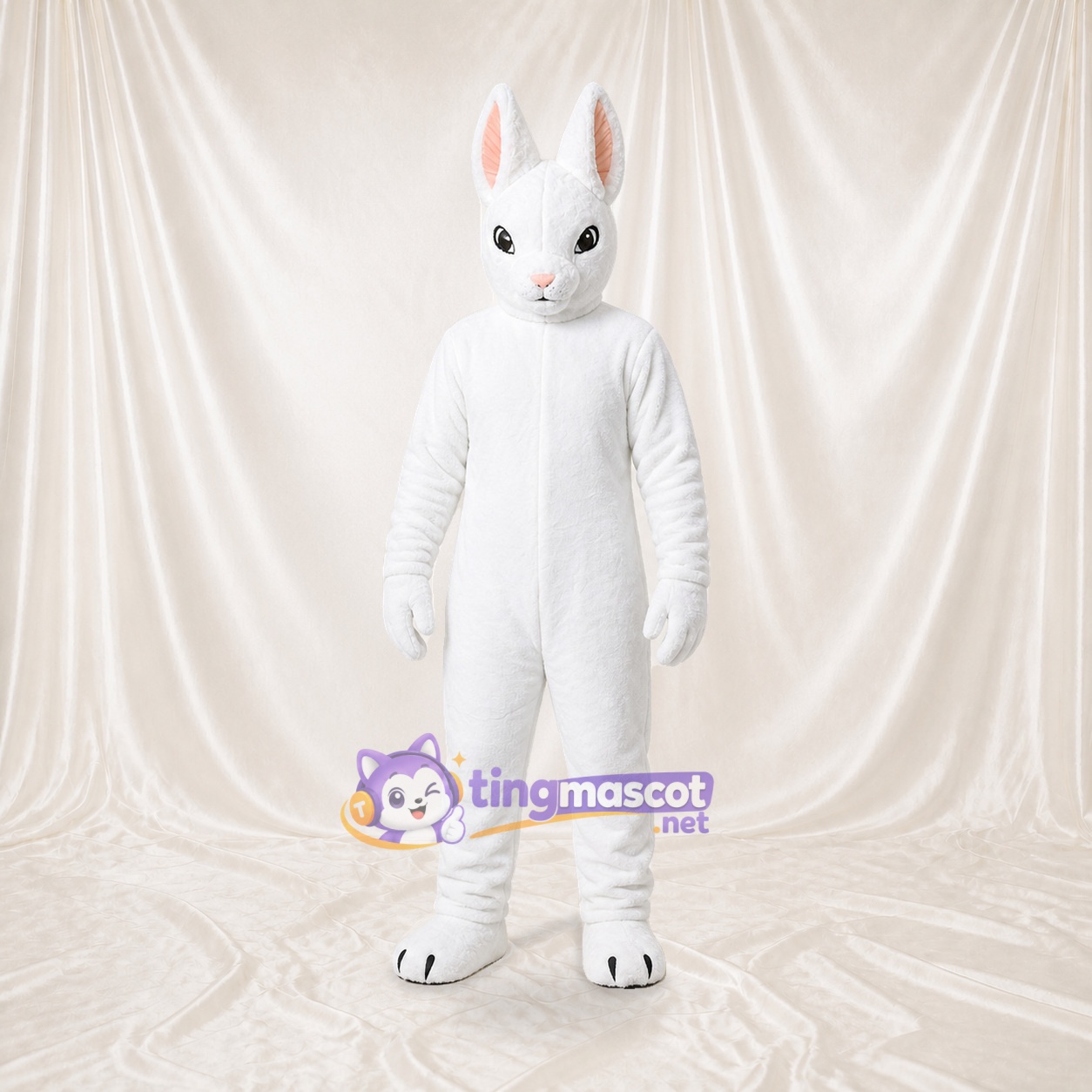 Weißes und pinkes Kaninchen Maskottchenkostüm Ganzkörper für Erwachsene Schulveranstaltungen Weißes und pinkes Kaninchen Maskottchenkostüm Ganzkörper für Erwachsene Schulveranstaltungen