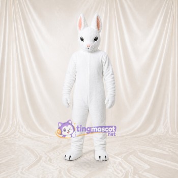 Lapin blanc et rose Costume de mascotte intégral pour adultes Événements scolaires