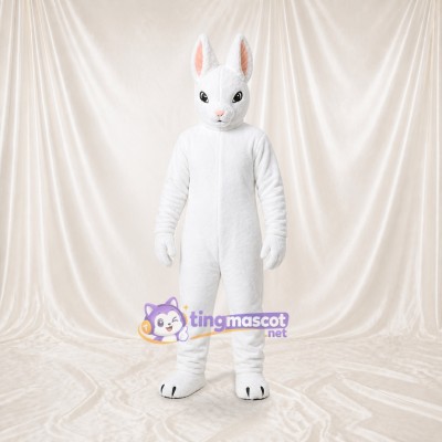 White and Pink Rabbit Mascot Costume Full Body for Adults School Events