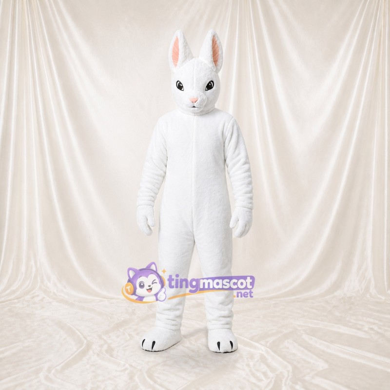 White and Pink Rabbit Mascot Costume Full Body for Adults School Events