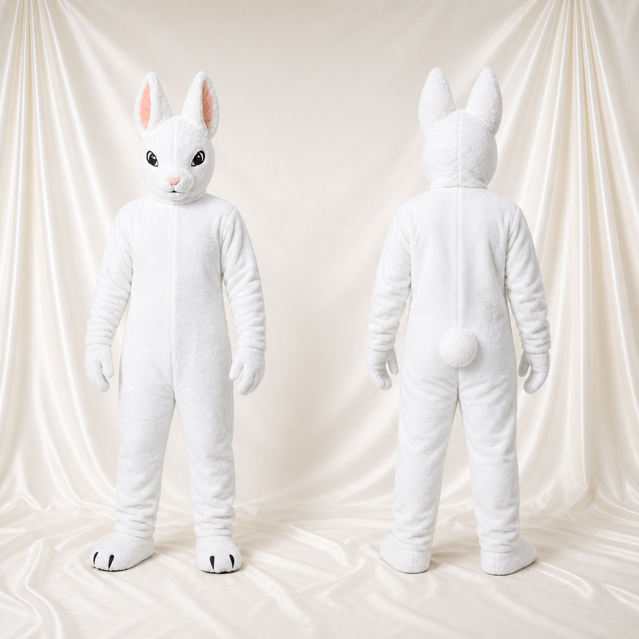 Weißes und pinkes Kaninchen Maskottchenkostüm Ganzkörper für Erwachsene Schulveranstaltungen Weißes und pinkes Kaninchen Maskottchenkostüm Ganzkörper für Erwachsene Schulveranstaltungen