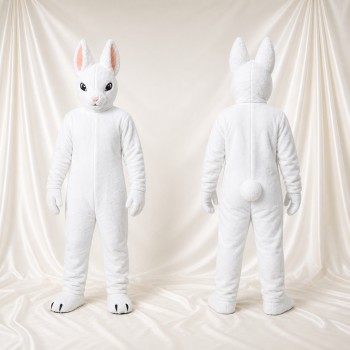 Lapin blanc et rose Costume de mascotte intégral pour adultes Événements scolaires